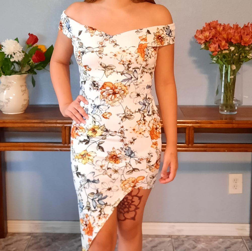 Flower dress off the shoulder